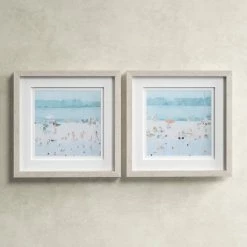 'Sea Glass Sandbar' 2 Piece Framed Painting Set