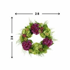28" Assorted Hydrangea Wreath With Sedum And Fern Leaves -BirchLane Sales Store 2822AssortedHydrangeaWreathwithSedumandFernLeaves 2