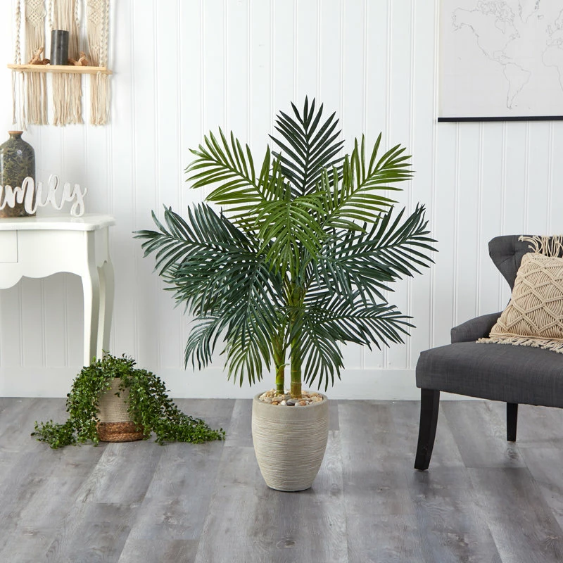 54'' Faux Palm Tree In Ceramic Planter 2 54'' Faux Palm Tree In Ceramic Planter - Image 2