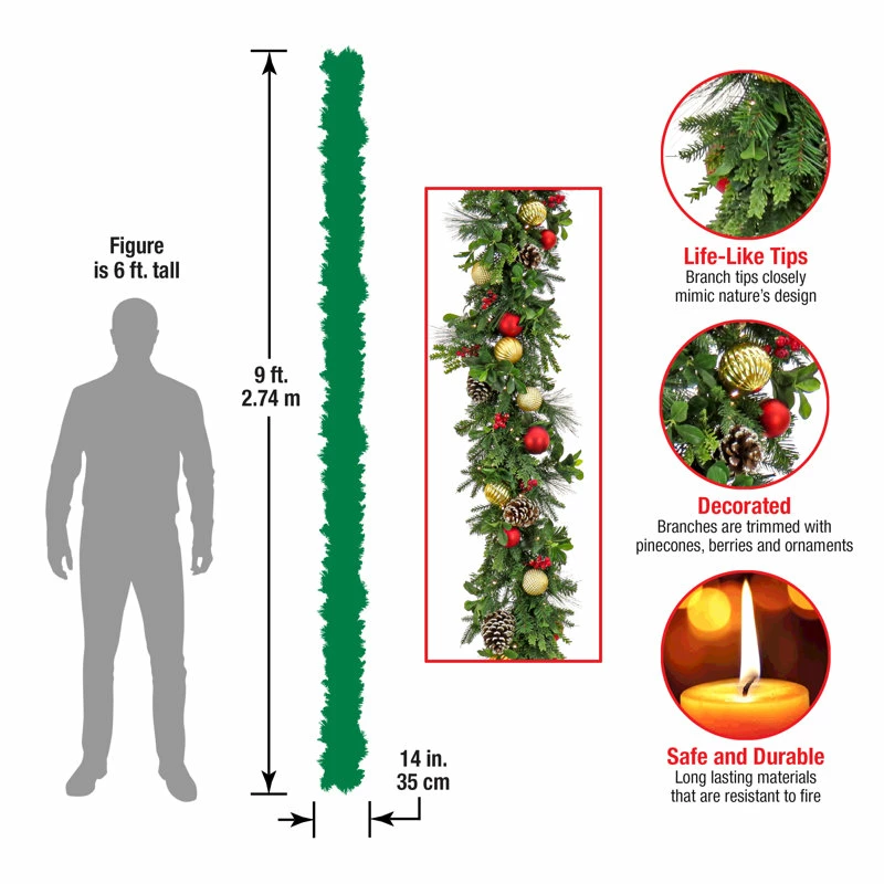 9' Garland With 100 Clear/White Lights 4 9' Garland With 100 Clear/White Lights - Image 4