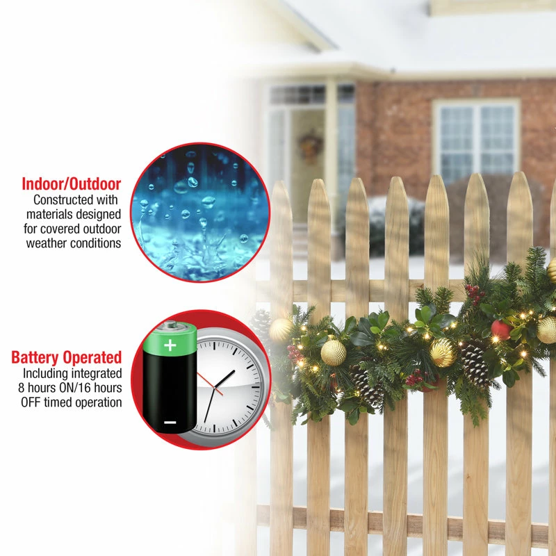 9' Garland With 100 Clear/White Lights 5 9' Garland With 100 Clear/White Lights - Image 5