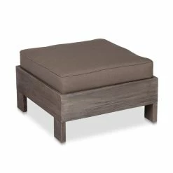 Acklin Teak Outdoor Ottoman With Sunbrella Cushions