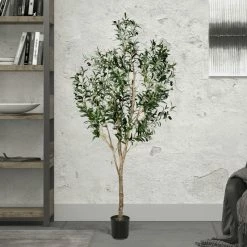 Artificial Green Olive Tree In Black Planters Pot. -BirchLane Sales Store ArtificialGreenOliveTreeinBlackPlantersPot 1