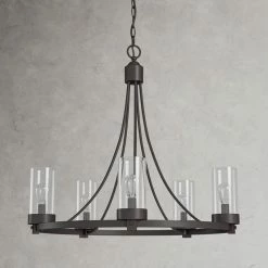 Laurie 5 - Light Dimmable Wagon Wheel Chandelier -BirchLane Sales Store Laurie5 LightDimmableWagonWheelChandelier 4