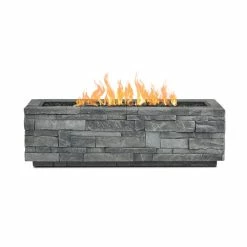 Ledgestone Rectangle Propane Fire Table With Natural Gas Conversion Kit By Real Flame
