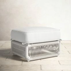 Lucan Wicker Outdoor Ottoman With Sunbrella Cushions -BirchLane Sales Store LucanWickerOutdoorOttomanwithSunbrellaCushions 2