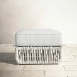 Lucan Wicker Outdoor Ottoman With Sunbrella Cushions