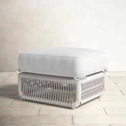 Lucan Wicker Outdoor Ottoman With Sunbrella Cushions -BirchLane Sales Store LucanWickerOutdoorOttomanwithSunbrellaCushions 3