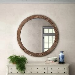 Silverton Round Wood Wall Mirror -BirchLane Sales Store SilvertonRoundWoodWallMirror 2