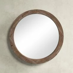 Silverton Round Wood Wall Mirror