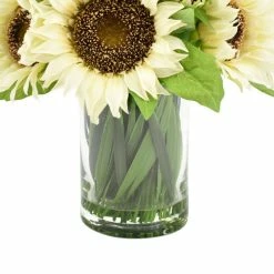 Sunflowers Centerpiece In Glass Vase 8 Sunflowers Centerpiece In Glass Vase -BirchLane Sales Store SunflowersCenterpieceInGlassVase 3