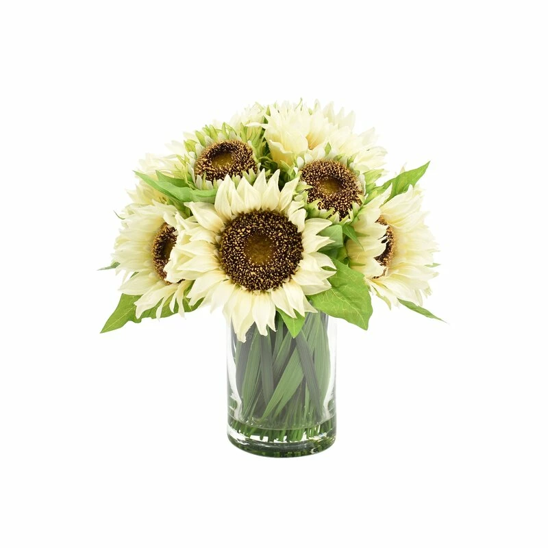 Sunflowers Centerpiece In Glass Vase 1 Sunflowers Centerpiece In Glass Vase